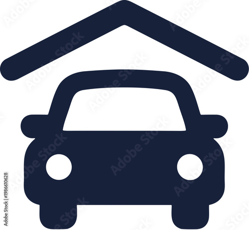 Minimalist Style Car Garage Parking Shelter Simple Symbol Icon
