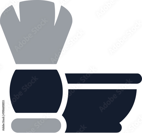 Minimalist Two Tone Shaving Brush with Bowl Illustration Barber Icon