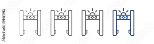 

outline icon set metal detector with controller design
