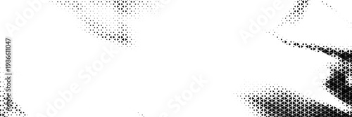 Fading triangle halftone texture gradient pattern. Abstract diagonal geometric background. Tech mosaic triangular halfton gradation. Vector vanishing corner arrow wallpaper for banner, booklet, poster