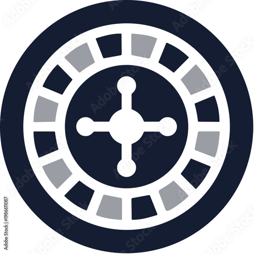 Simple Flat Style Casino Roulette Wheel Game Equipment Illustration