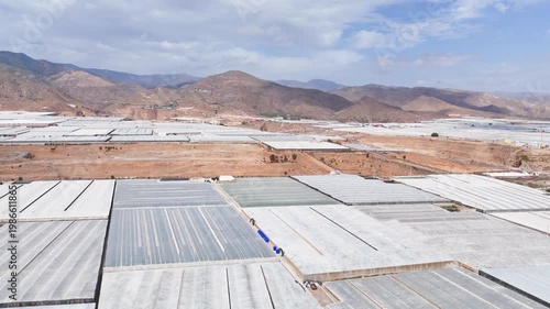 mining terra forming greenhouse agriculture plastic sea industry field pattern mountain nature skyline horizon invernaderos mine dig extraction intensive farming texture - Andalusia, Spain - 2025