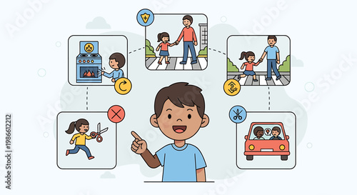 Child learning safety rules for everyday life situations.