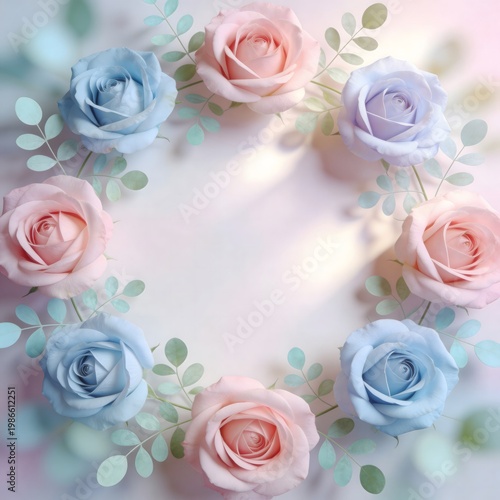 Pastel floral frame background soft elegant design with copy space
