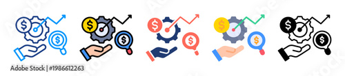 Cost Analysis Icon Sheet Multiple Style Collection 