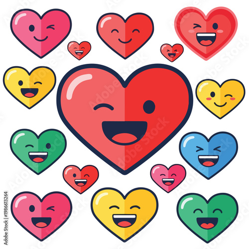 A large red heart surrounded by smaller colorful hearts (1)