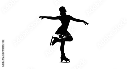 Silhouette of Ice Skater Performing.
