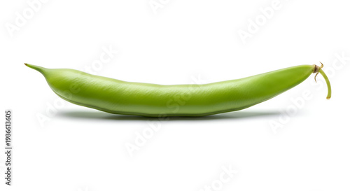 Fresh green pea pod on white.