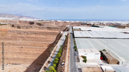 industry mining earth mine terra forming plastic sea drone texture greenhouse invernaderos deep dig agriculture open quarry - Andalusia, Spain - 2025