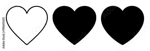 Wish-list heart icons set with solid black icons on white background featuring wishlist, heart, symbol with love and satisfaction