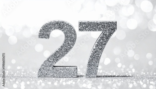 Number 27 Silver Glitter – Celebration, Date or Anniversary Background
