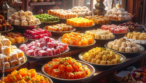A vibrant display of assorted sweet and savory pastries on platters