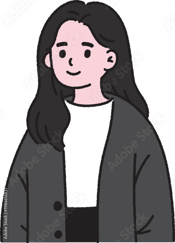 Cute Woman Portrait Cartoon Illustration