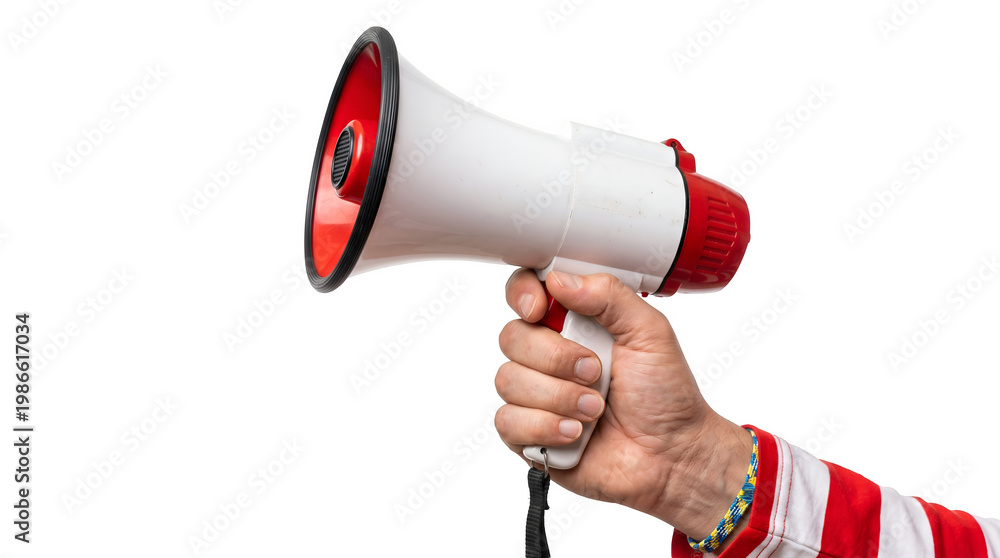 Naklejka premium Football Hands holding megaphone on transparent background 