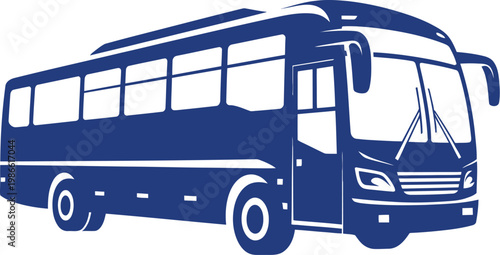 Tour bus silhouette vector illustration, travel coach vehicle icon for tourism, transport, road trip, and transportation design