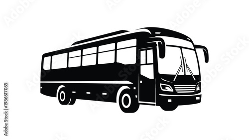Tour bus silhouette vector illustration, travel coach vehicle icon for tourism, transport, road trip, and transportation design