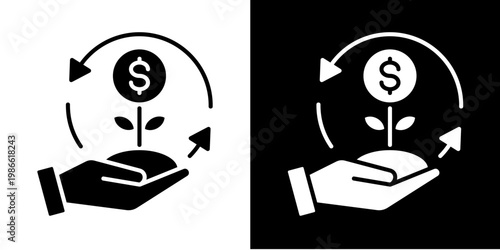 Investing Cash Flow  Icon Set White Glyph Style Collection