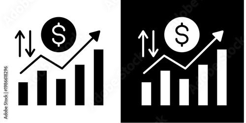 Profit And Loss  Icon Set White Glyph Style Collection