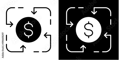 Cash Inflow  Icon Set White Glyph Style Collection