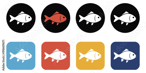 Fish or seafood flat icon for food apps and websites, colorful fish symbol vector illustration.
