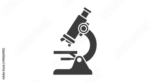 Detailed vector graphic illustration of a laboratory microscope used for scientific research and medical diagnostic testing procedures