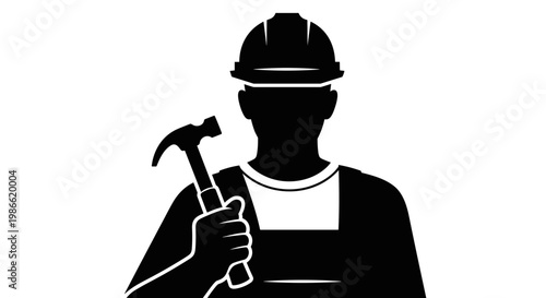 Worker with a hammer tool.