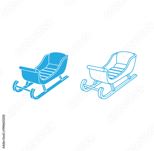 bluesledsandsledswithrunnersisolatedonwhitebackground