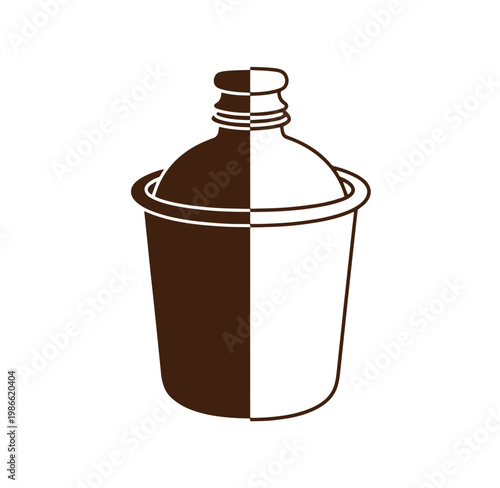 Brown and white cocktail shaker with contrasting design on white background