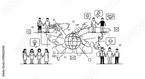 Group of business people networking globally.