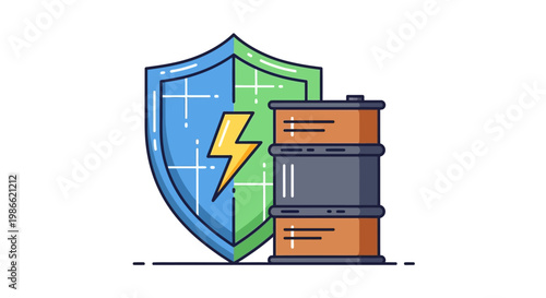 Server with shield and lightning bolt.
