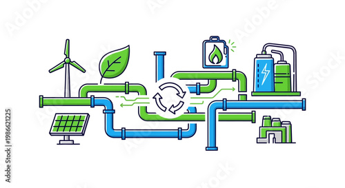 Eco Friendly Energy System Illustration Design.