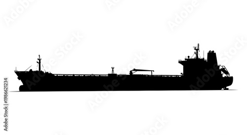 Large Ship Silhouette Ocean Vessel.