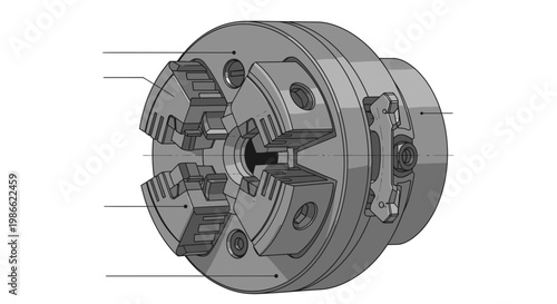 Industrial Lathe Chuck Close Up - Precision Metalworking Tool