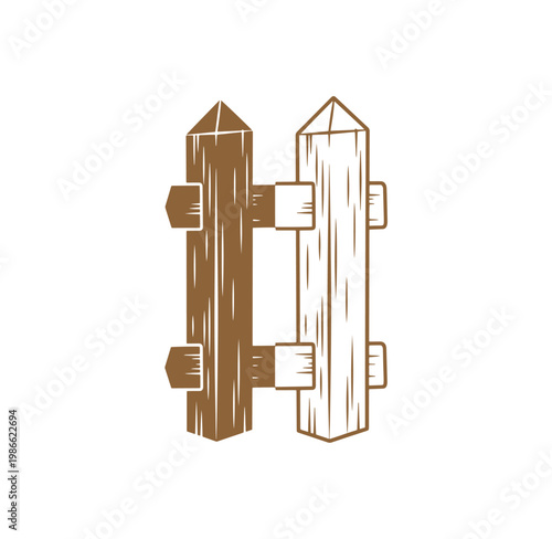 Wooden fence posts with metal brackets for joining together