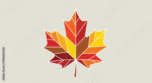 Colorful maple leaf illustration with gradient hues