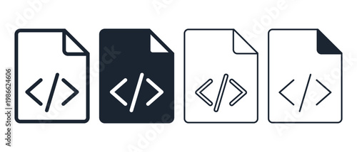 Source Code File Icon. Web Development and Coding Symbol. Vector Illustration