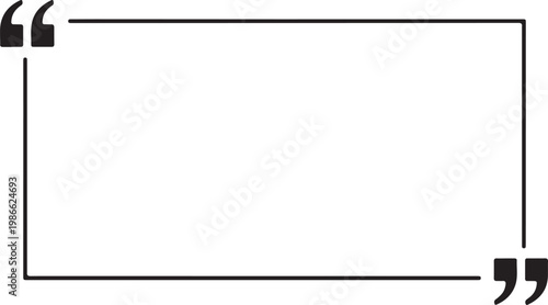 A simple vector graphic illustration of a rectangular quotation mark design element
