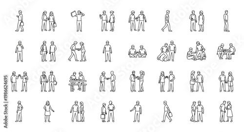 Collection of Small Human Figures in Various Poses.