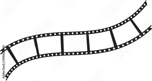 Black and white vector illustration of a film strip design element on white background