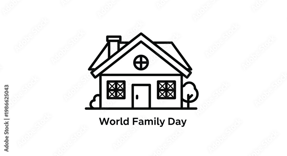 Fototapeta premium Vector illustration of a house with a tree on World Family Day