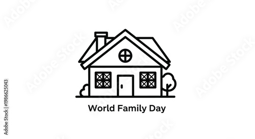 Vector illustration of a house with a tree on World Family Day