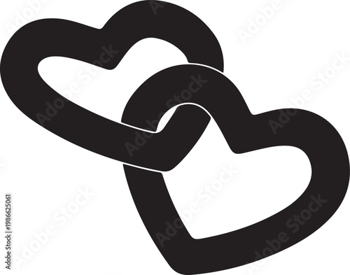Interconnected hearts in a romantic vector graphic design