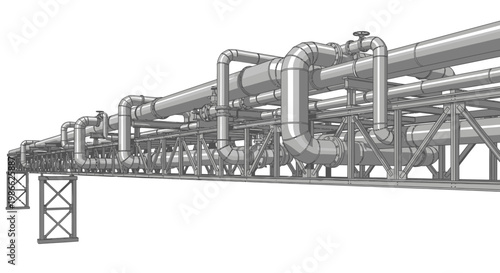 Industrial Piping System Network - Complex Infrastructure Detail