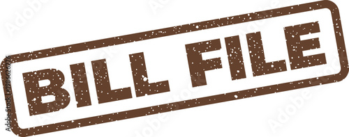 Distressed bill file rubber stamp for organizing documents and indicating official record keeping