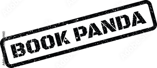 Distressed black rubber stamp featuring BOOK PANDA, great for childrens books or nature themed events