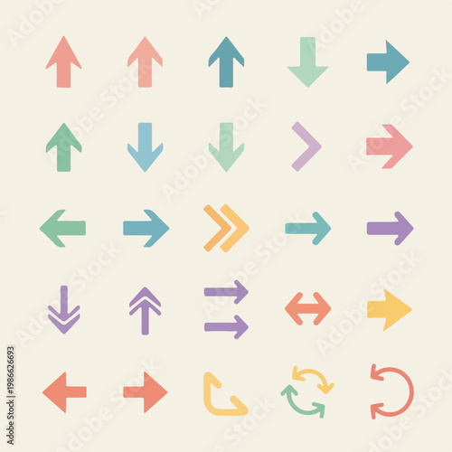 Colorful arrow symbols arranged in rows on beige Free Download Colorful arrow symbols arranged in rows on beige - GFXLoad