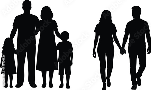 Family silhouette walking together a symbol of unity and love