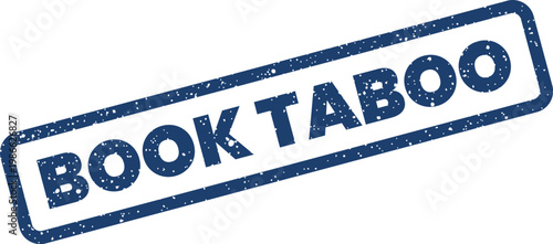 Distressed blue rubber stamp mark displaying the words BOOK TABOO, suggesting prohibited or restricted content