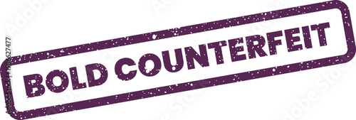 Distressed grunge rubber stamp texture featuring a stark counterfeit warning message for security purposes