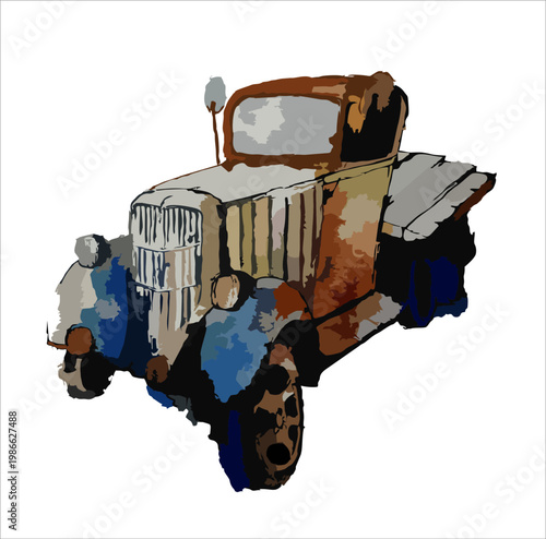 abstract illustration of a tuck car